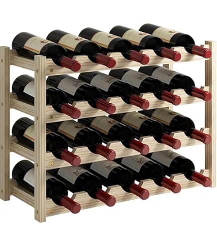 Amazon｜LEEKOUS ワインラック - 4段20本木製ワインラック、自立型