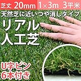 Liebe【リーベ】人工芝 芝丈20mm 1m×3m 3平米 + U字ピン6本 『パークシア・エコノミー ハイグレード』
