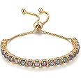 CiNily Adjustable Silver Plated Opal Tennis Bracelet for Women Girls - Fashion Jewelry Gift | Opal Bracelets in Sterling Silv