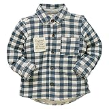 西松屋 [EFD] 裏毛チケット付きブロックチェック柄長袖シャツ 【80cm・90cm・95cm】　80　ブルー