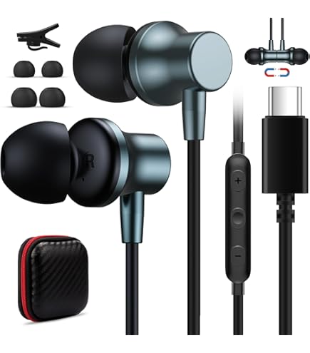 Amazon.co.jp: USB C 有線ヘッドフォン マイク付き iPhone 16 15