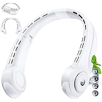 ネッククーラー 首掛け扇風機 ホワイト 携帯扇風機 折りたたみ ネックファン dショッピング |【最新！熱中症対策】 ネッククーラー 首掛け