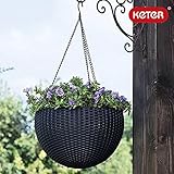 KETER ハンギングスフィア プランター 植木鉢 吊り鉢　プラスチック　樹脂 おしゃれ（小型植木鉢 丸鉢 底穴あり　底穴無し 樹脂）