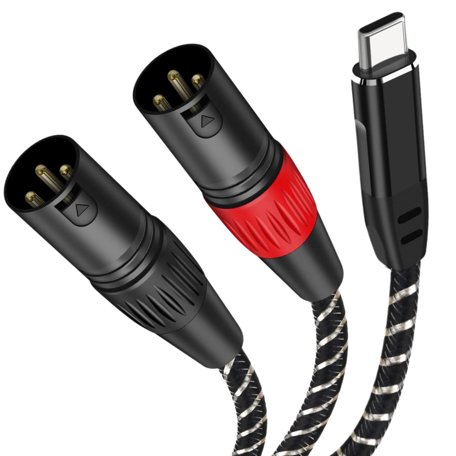 USB C to 2XLR 変換ケーブル 2M, Type C オス to TRS XLR オス出力ケーブル | プラグアンドプレイ-スマートフォンやノート PC の音声を家庭用オーディオ、アンプ、スピーカーなどに伝送可能(マイクには非対応)