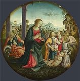 Oil painting ' Italian Florentine The Holy Family with Angels '印刷高品質ポリエステルキャンバスに、8 x 8インチ/ 20 x 21 c