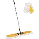 Cleanhome 業務用モップ 90cm幅 フロアモツプ 水拭き 乾拭き 除塵モップ フローリング 幅広い 体育館モップ 交換用マイクロファイバー 2枚付き 120~150cm伸縮可能