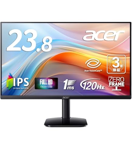 Acer - 液晶モニターACER24インチフルHD HDMI DVI VGA 赤字放出 Amazon.co.jp: Acer モニター 24.5インチ フルHD 非光沢 IPS