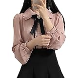 [TOWYYO] 地雷系 シフォン ブラウス かわいい リボン 花柄 レース 量産型 長袖 レディース シャツ ゆったり レディースブラウス 大人 フェミニン おしゃれ 春 夏 秋