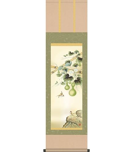 Amazon.co.jp: 夏掛 掛け軸-楓に鮎/森山観月(尺五)床の間 和室 モダン