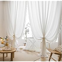 Amazon｜2枚入 姫系 白い レースカーテン ホワイトフリルトリム 贅沢