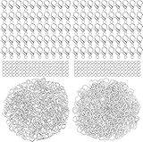 カニカン 10mm 約100個 丸カン 4mm 約200個入 セット メガネチェーン マスクチェーン グラスチェーン ネックレス ブレスレット アンクレット 金具 留め具 アクセサリー ストラップ パーツ ハンドメイド DIY材料 (10mm, シルバー)