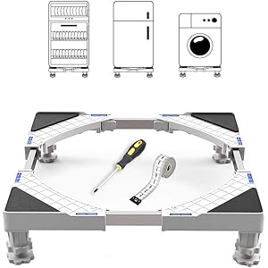 洗濯機 冷蔵庫 台 かさ上げ 置き台 騒音防止 防振 スライド台 洗濯機にあわせて幅 奥行き43-62cm まで伸縮可能…