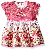 Youngland Baby Girls' Floral Print Dress with Crochet Lace Cardigan Multi 12 Months [並行輸入品]