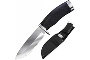 Dcenrun アウトドアナイフ シースナイフ キャンプナイフ  5Cr13MoVステンレス鋼 ゴム製+ステンレスのハンドル