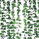 ゴシレ Gosear 12個 2.4 m 人工偽のシミュレーション緑のブドウの葉植物 DIY の花輪のヘアバンド装飾ホームウォールガーデンウェディングパーティー
