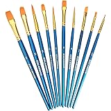 KOLAMOON 10本水彩画 筆 アクリル絵の具 面相筆セット 油彩筆 絵筆セット 油彩油绘用筆 塗装筆 筆塗りセット 丸筆 平筆