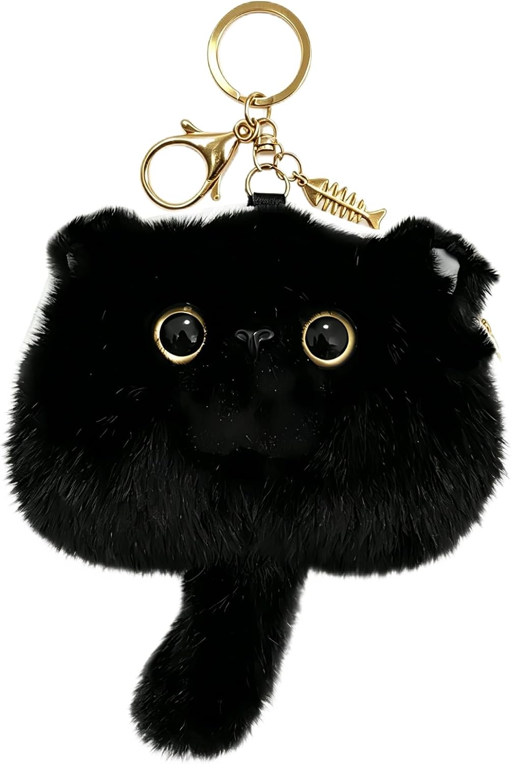 HUIJUFU 猫 フラシ天 小銭入れ キーホルダー レディース かわいい 動物 かわいい 車 キーホルダー ぬいぐるみ オーナメント 誕生日プレゼント