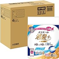 エリエール トイレットペーパー 消臭プラス(+) 1.5倍巻き 37.5m×32ロール(8ロール×4パック) ダブル パルプ100% フレッシュクリアの香り 【ハーフケース】