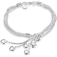 Xfomeスタイル925スターリングシルバーfive-lineチェーンwith five-heartネックレスブレスレットバングル XF