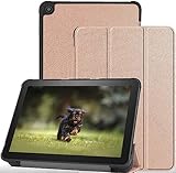 対応 Amazon Fire HD 8 2020/ Fire HD 8 Plus 用のケース 対応 Amazon Fire HD 8 2020/ Fire HD 8 Plus 第10世代 用の保護カバー オートスリープ機能 カバー スタンド機能付き 衝撃吸収 保護ケース 三つ折 薄型 高級PU レザー(ローズゴールド)