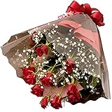 翌日配達お花屋さん 情熱の赤バラで親愛なる方への熱い想いを伝えます”LOVE ROSE”赤バラとかすみ草の花束