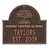 Personalizedファミリーツリーカスタムインドア/アウトドア記念アルミニウム壁プラーク – オイルブロンズ