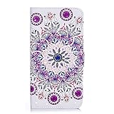 iPhone 6 Plus 手帳 ケース、iPhone 6S Plus ケース、PUレザーケース磁気ウォレットケースカバー、かわいいケース、ギフトスタイラス- マンダラ