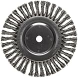 Weiler Dualife Wire Wheel Brush, Round Hole, Steel, Full Twist Knotted, 8 Diameter, 0.023 Wire Diame