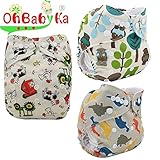 Ohbabyka3点セット ベビー服 赤ちゃん 服 ベビー用おむつカバー 女の子 男の子 布おむつ/おむつカバー ベビー 布オムツ/おむつ/オムツ フリーサイズ サイズ調節可 (K031727)