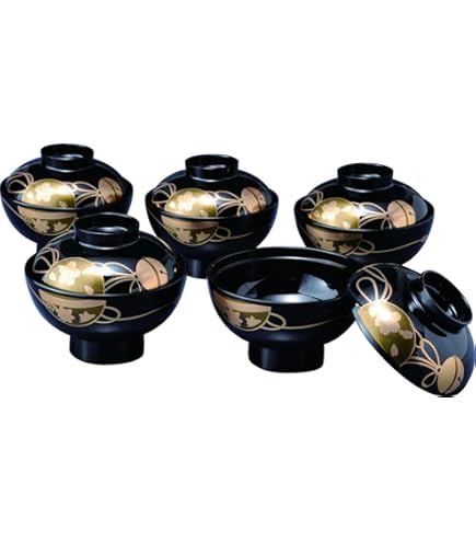 Amazon.co.jp: 伝統工芸 漆塗り お吸物椀 5客セット 桜井漆器 : ホーム