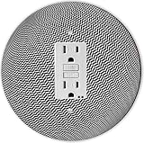 Rikki Knight RND-GFISINGLE-195 Stripe Toothshound Ball Round Single GFI Light Switch Plate, Black/Wh