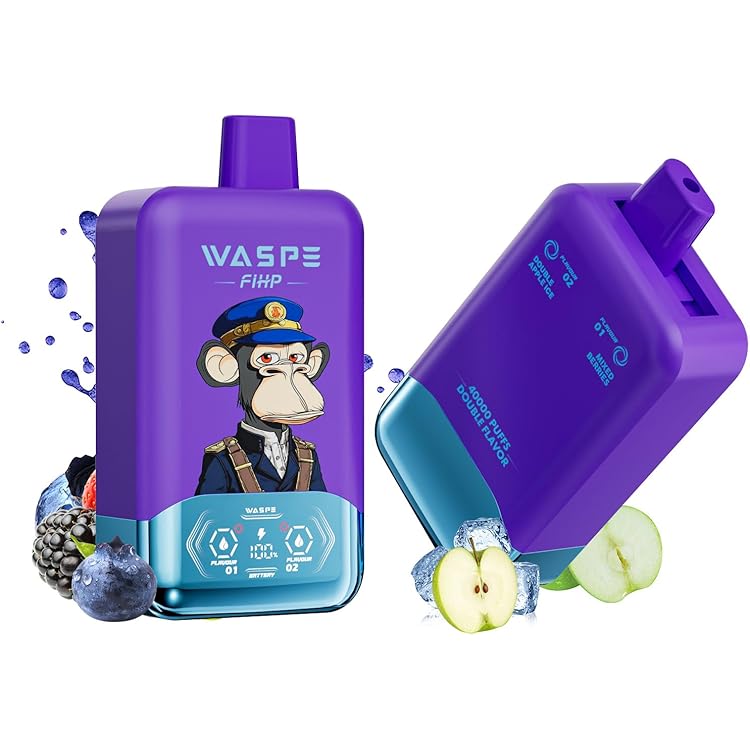 ２つ　WASPE ブルーベリー フレーバー デバイス　ノーニコチン Amazon | 【ダブルフレーバー】Waspe 電子タバコ 使い捨て 40000回吸引