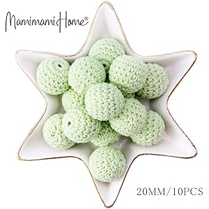 Mamimami Home 歯がため かぎ針編みのビーズ 20mm/10個/#1 歯固め ジュエリー ネックレス ガラガラ おしゃぶり 赤ちゃん diy 木製 幼児 新生児 出産祝い