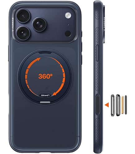 iPhone用ダークブルーケース 360度回転スタンド iPhone用ダークブルー