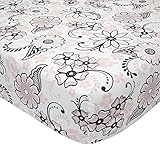 Lambs & Ivy Duchess Floral Fittedベビーベッドシート – ピンク/ブラック