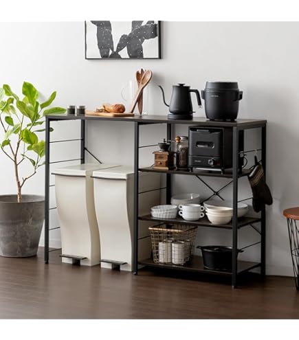 Amazon｜タンスのゲン キッチンラック レンジ台 7段 幅120 可動 上棚