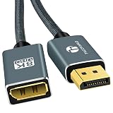 Thzzhnno 1.4 DisplayPort延長ケーブル 1.5M、 DisplayPort 8Kオス-メスケーブル、DP - DP拡張コード 8K@60Hz、4K@120Hzをサポート ゲームモニター、グラフィックス、PC用