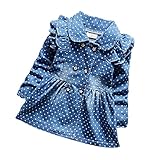 bibicolaスプリング新しい子Girls Lovely Polkaドットデニムジャケットメスベビーコットンジャン・ラペルコートKids emperament服装 24M ブルー