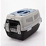 N&S ベーシック 猫 キャリー 犬 キャリー ペットキャリー ゲージ ハードキャリー 取っ手付き 室内用ハウス IATA安全基準クリア ダブルドア (グレー×ブラック)