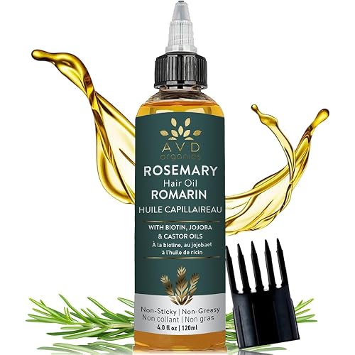 AVD Organics Rosemary Oil for Hair Growth Infused With Biotin, Jojoba & Castor Oil | Hair strengthening Treatment | Nourishin