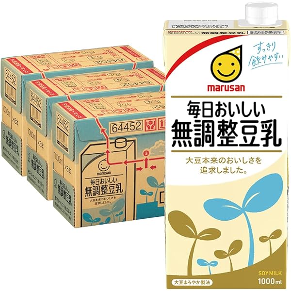 Amazon.co.jp: マルサンアイ 毎日おいしい無調整豆乳 1000ml紙パック×6