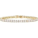 PAVOI 14K Gold Plated 3mm Cubic Zirconia Classic Tennis Bracelet | Gold Bracelets for Women | Size 6.5-7.5 Inch, 6.5 Inches, 