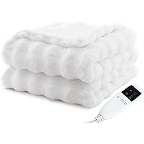 Amazon | 電気毛布【表兎毛調×裏フランネル】真っ白 掛け敷き兼用 大判