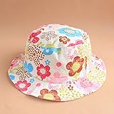 2-4歳子供ハット帽子 春夏用 uvカットつば広帽子 日よけ帽子 花柄 (ピンク) [並行輸入品]