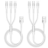 RAVIAD 3in1 充電ケーブル【1.2M 2本セット】USB ケーブル 3A 急速充電 3イン1 充電コード USB Type C ケーブル Micro USB ケーブル Phone 充電ケーブル 3台同時給電可能 Phone Android タイプC Phone 14 13 12 Galaxy S24 S23 S22 21 S20 Kindle 等多機種対応 - シルバー