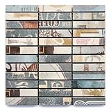 【B'stile】ボーダーモザイク壁タイル「PORTLAND - ポートランド」Mosaico-Break（陶器質｜200mm角｜屋内壁用）1シート