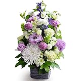 お盆 初盆 新盆 お供え お盆 初盆 お彼岸 秋 彼岸フラワーアレンジメント 生花 洋風 紫 -画像配信サービス付き(3/27-4/1、5/1-5/22は配信不可)-