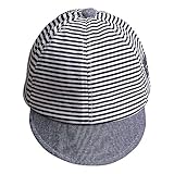 Onuneed　キッズ　 赤ちゃんキャップ　 男の子 女の子 ストライプ　丸洗い子供用 帽子　日よけ お出かけ 可愛い 春夏 (ネイビー)