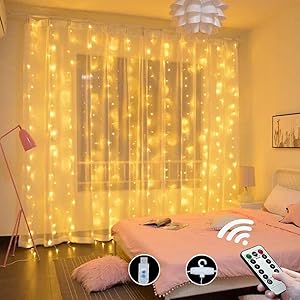 LEDカーテンライト【3M*3本 総計300枚LED】LEDストリングスライト、イルミネーションライト リモコン付属 カ…