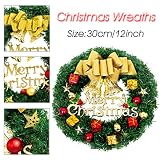joannkerクリスマスリースドア装飾ホームウィンドウオーナメント(ゴールド30 cm